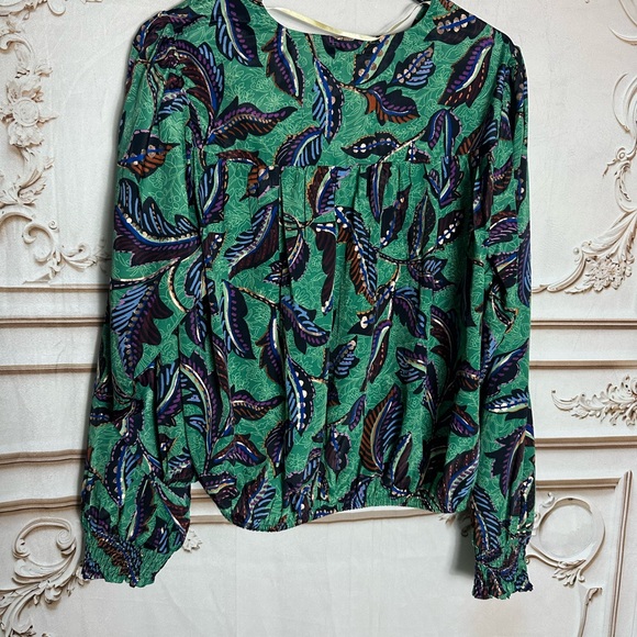 Democracy Green Printed V-Neck Blouson Blouse - Picture 8 of 9